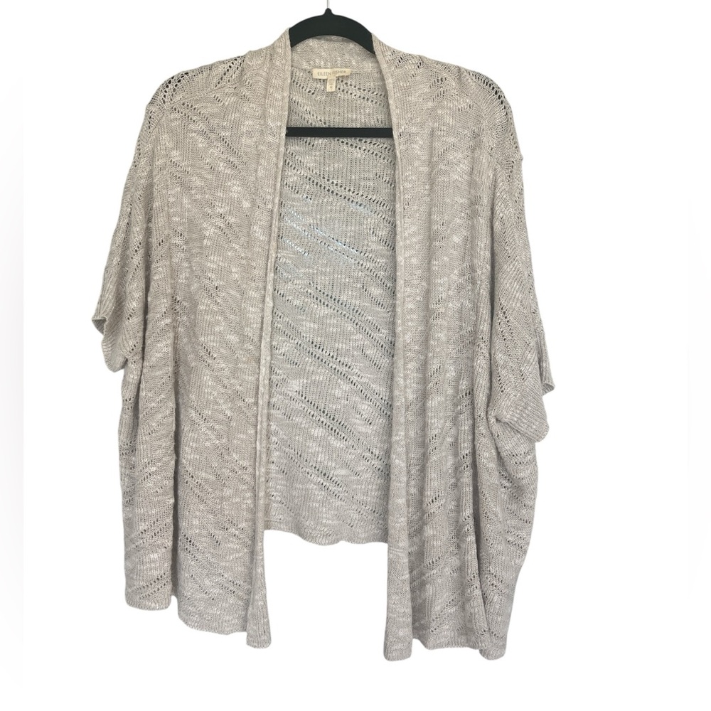 EILEEN FISHER Open Front Short Sleeve Sweater Size Medium